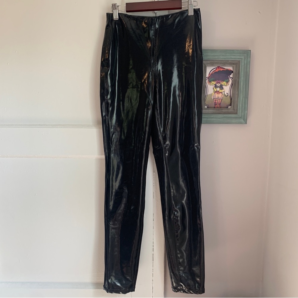 Blank NYC Faux Leather Black Pants Leggings Pleather Shiny Wet Punk Rock Grunge - Picture 2 of 8